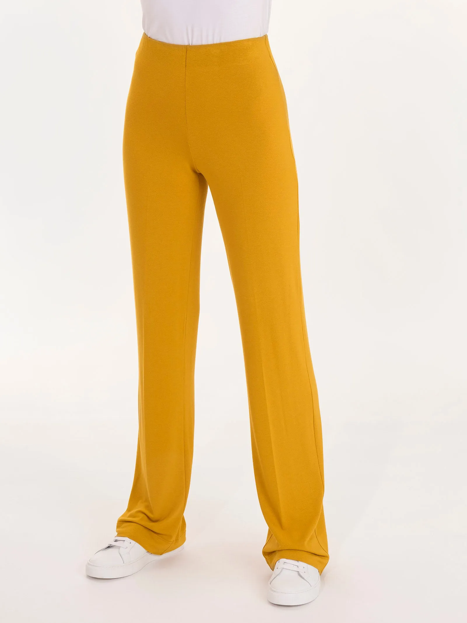 Viscose Crêpe Jersey Trousers - Golden Spice