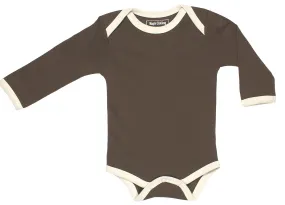 Long Sleeve Onesies Bodysuit in Bark - GOTS Certified Organic Cotton