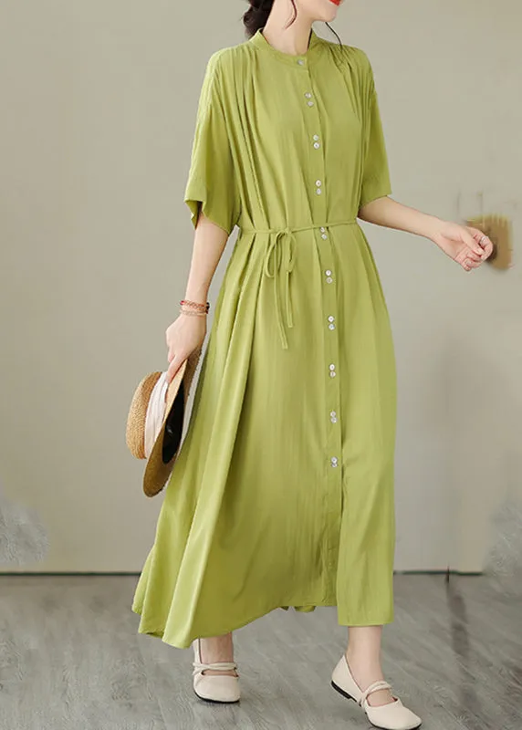 Green Button Maxi Dresses Summer