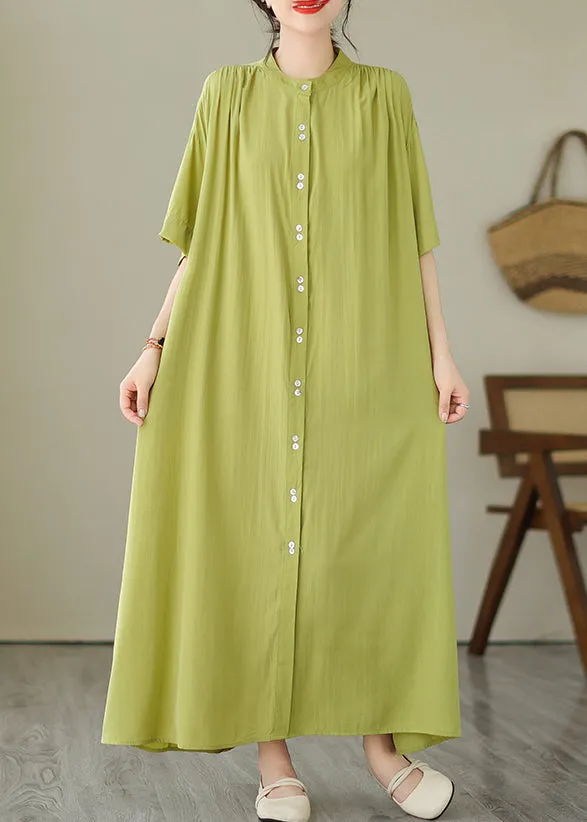 Green Button Maxi Dresses Summer