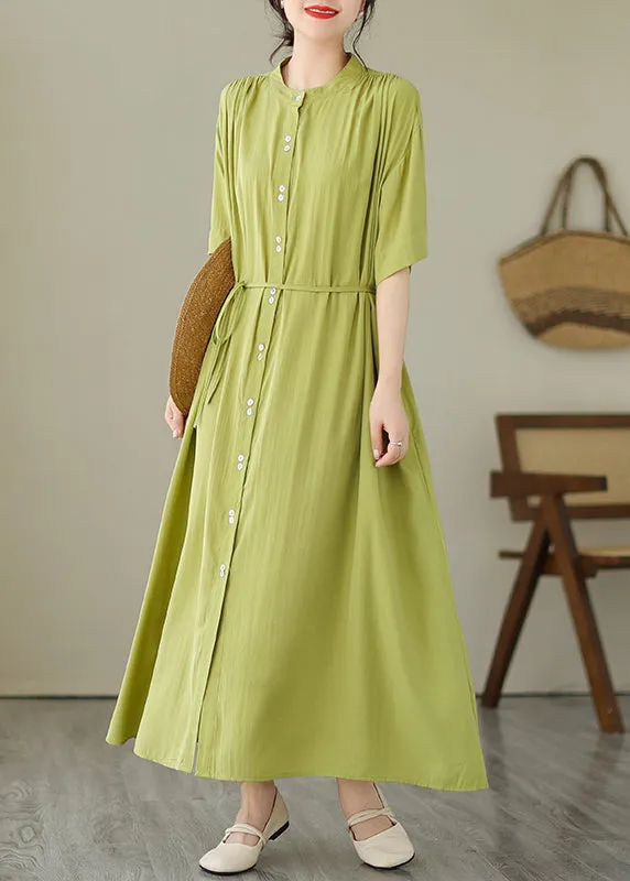 Green Button Maxi Dresses Summer