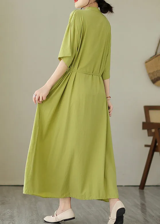 Green Button Maxi Dresses Summer