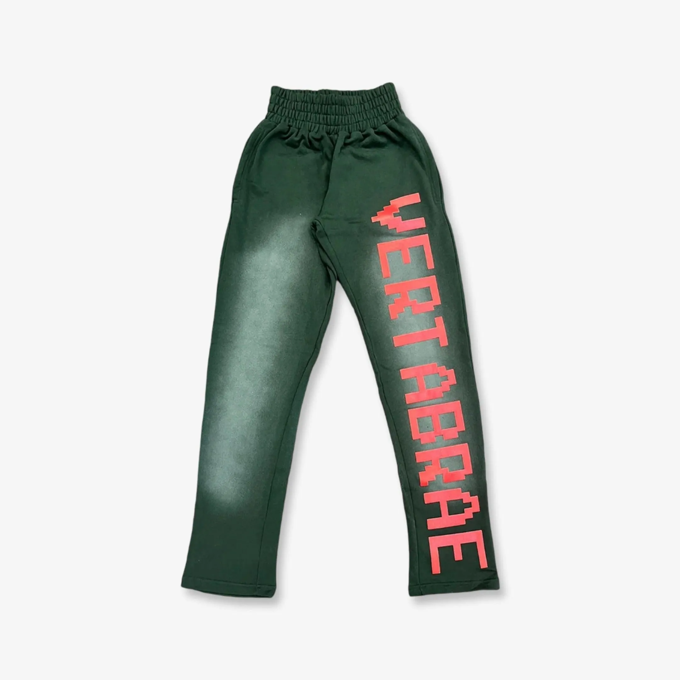 Washed Sweatpants in Green/Red