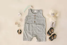 Navy Crop Linen Romper