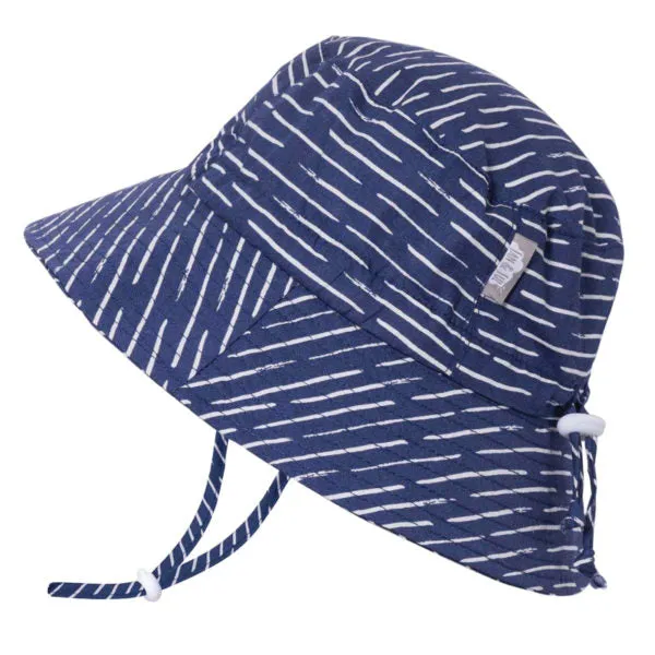 Navy Waves Cotton Bucket Hat with 50+ UPF by JAN & JUL