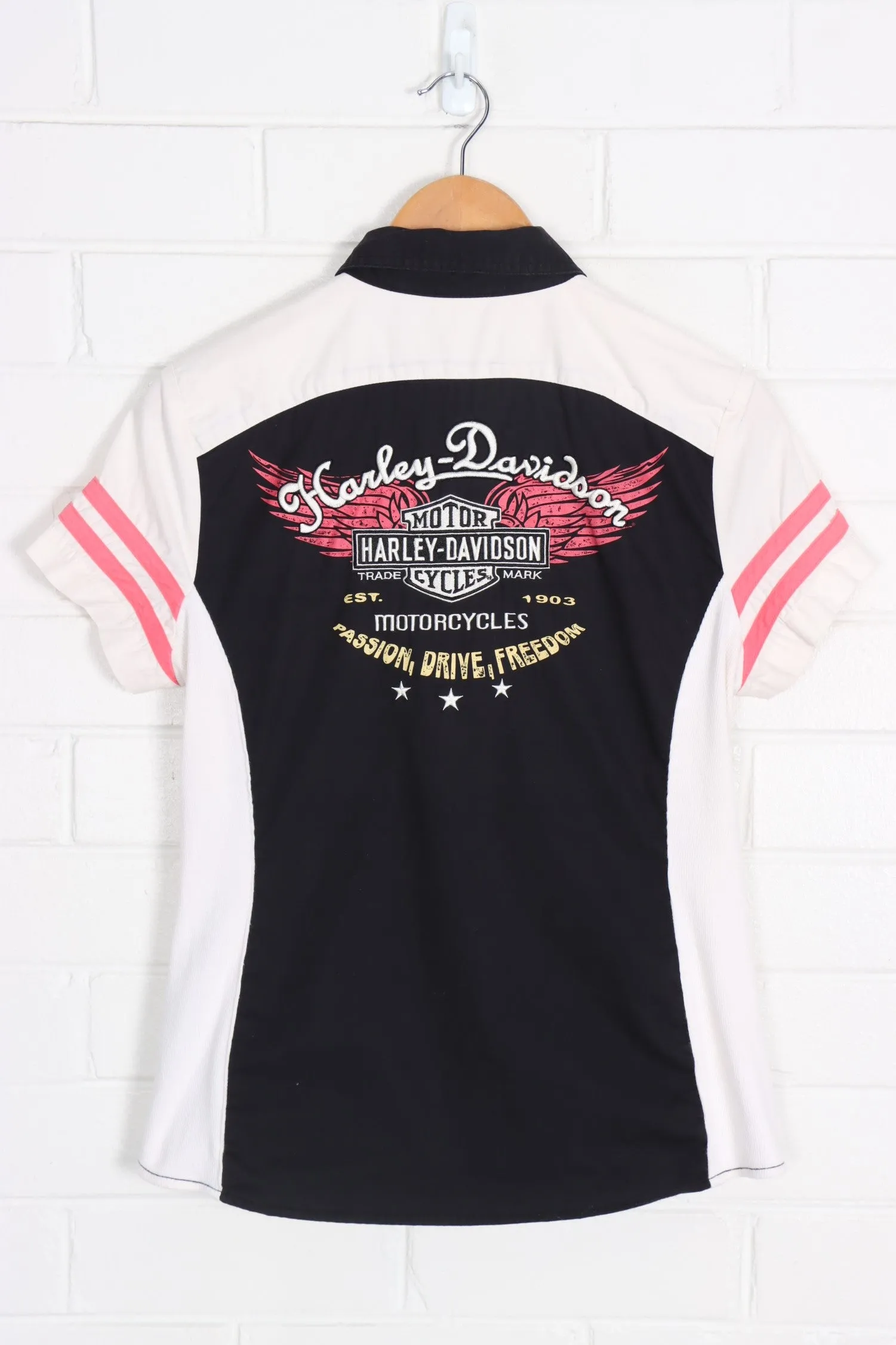 Pink & Black Zip Up Tee for Women by HARLEY DAVIDSON