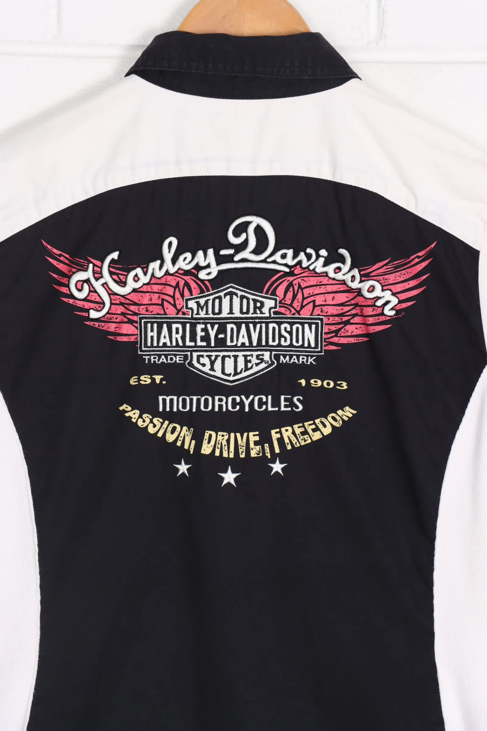 Pink & Black Zip Up Tee for Women by HARLEY DAVIDSON