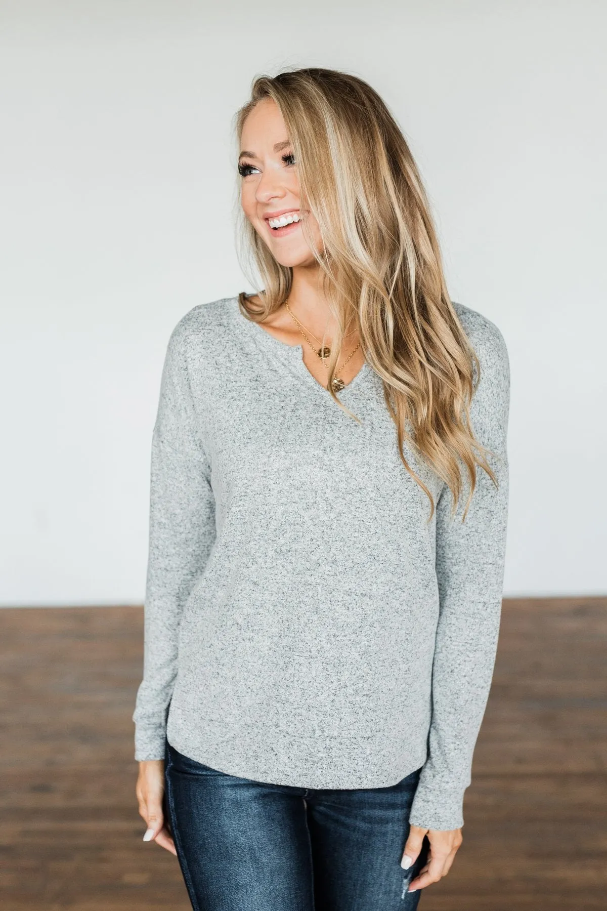 Heather Grey Everywhere We Will Go Long Sleeve Top