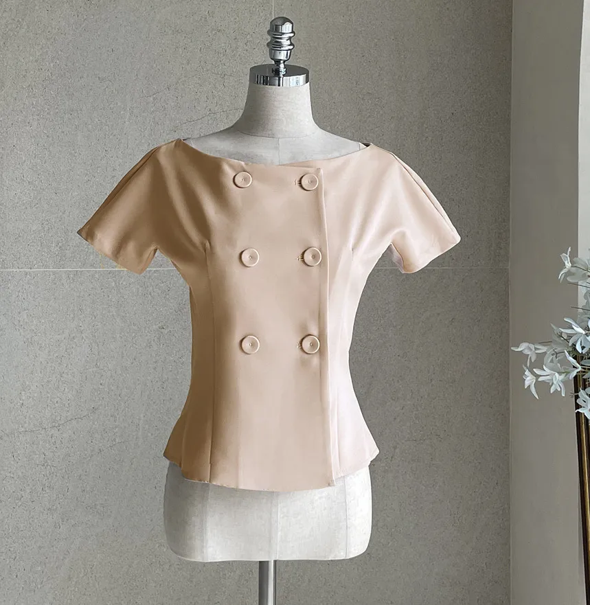 Plain Short Sleeves Party Office Elegant Shirt by I AM MARI