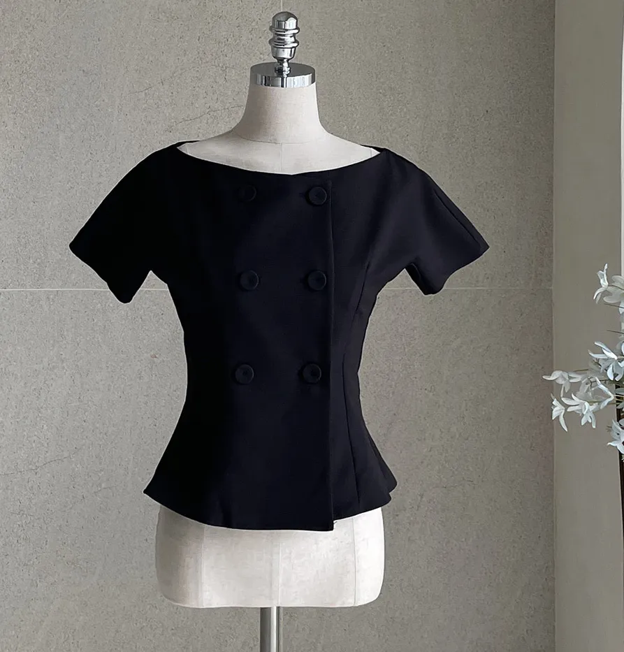 Plain Short Sleeves Party Office Elegant Shirt by I AM MARI