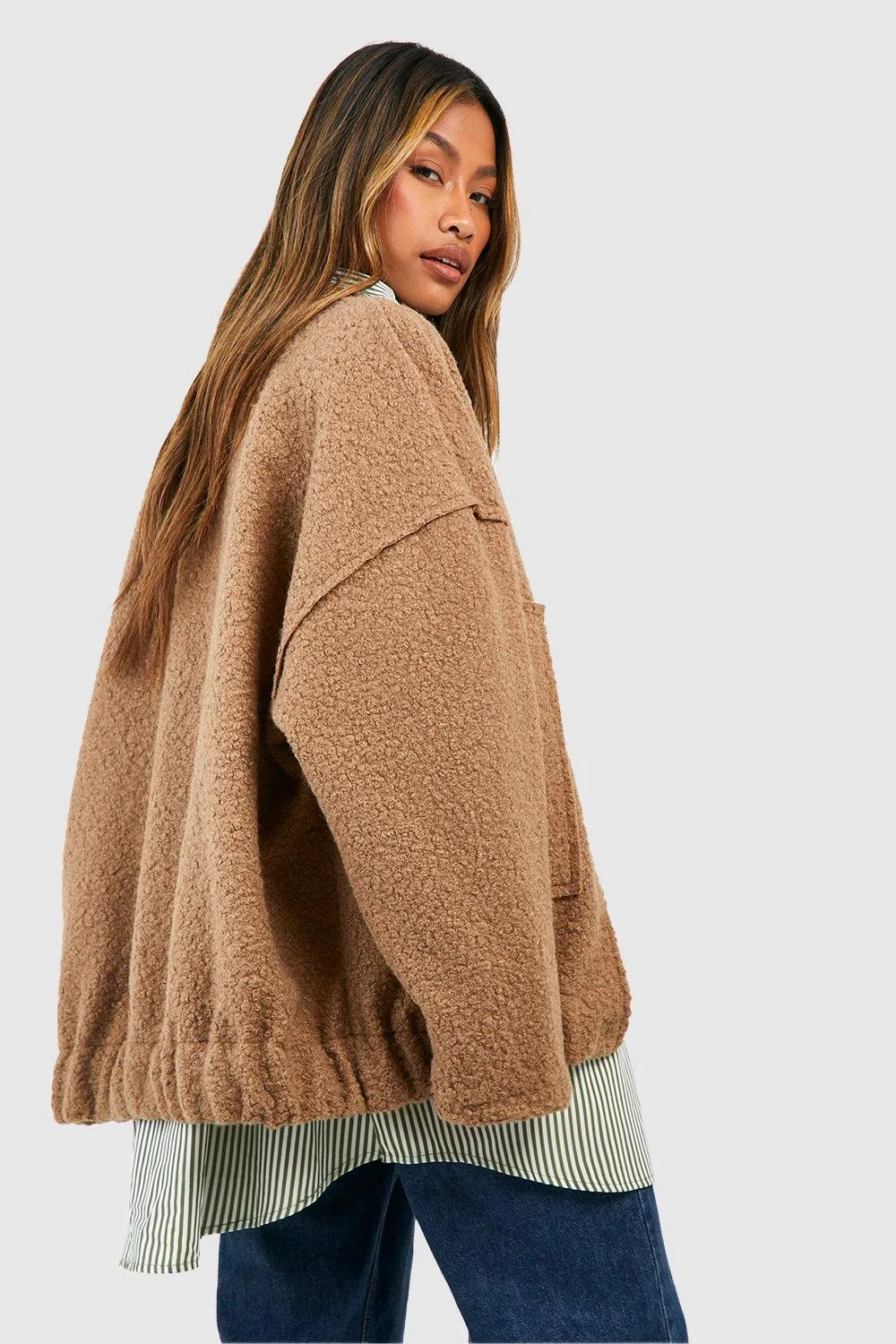 boohoo Oversized Wool Look Bomber Jacket