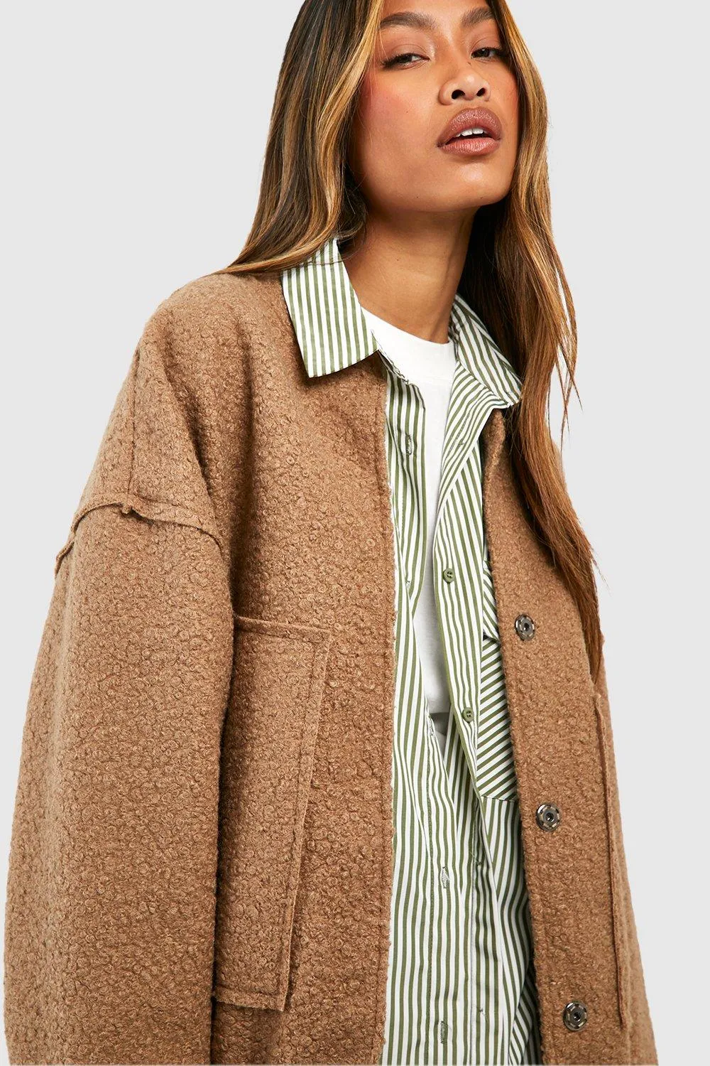 boohoo Oversized Wool Look Bomber Jacket