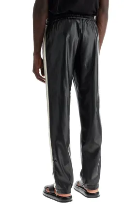 Faux Leather Joggers with Side Stripes