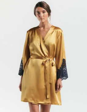 Short Gold Silk Robe