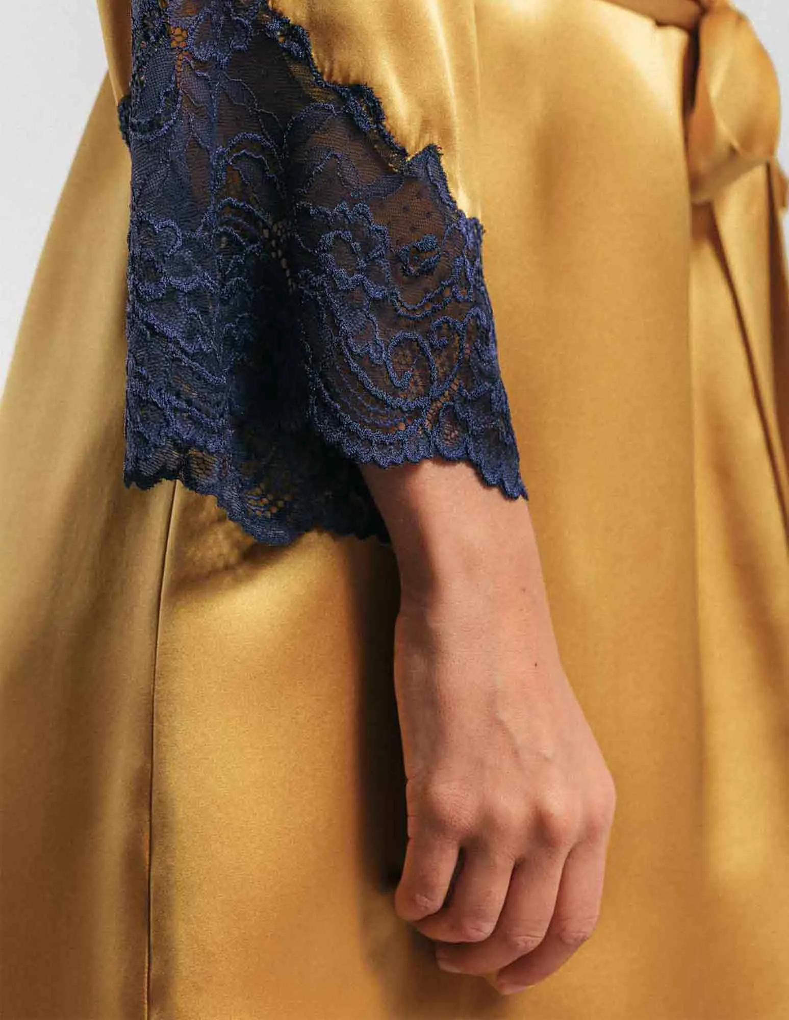 Short Gold Silk Robe