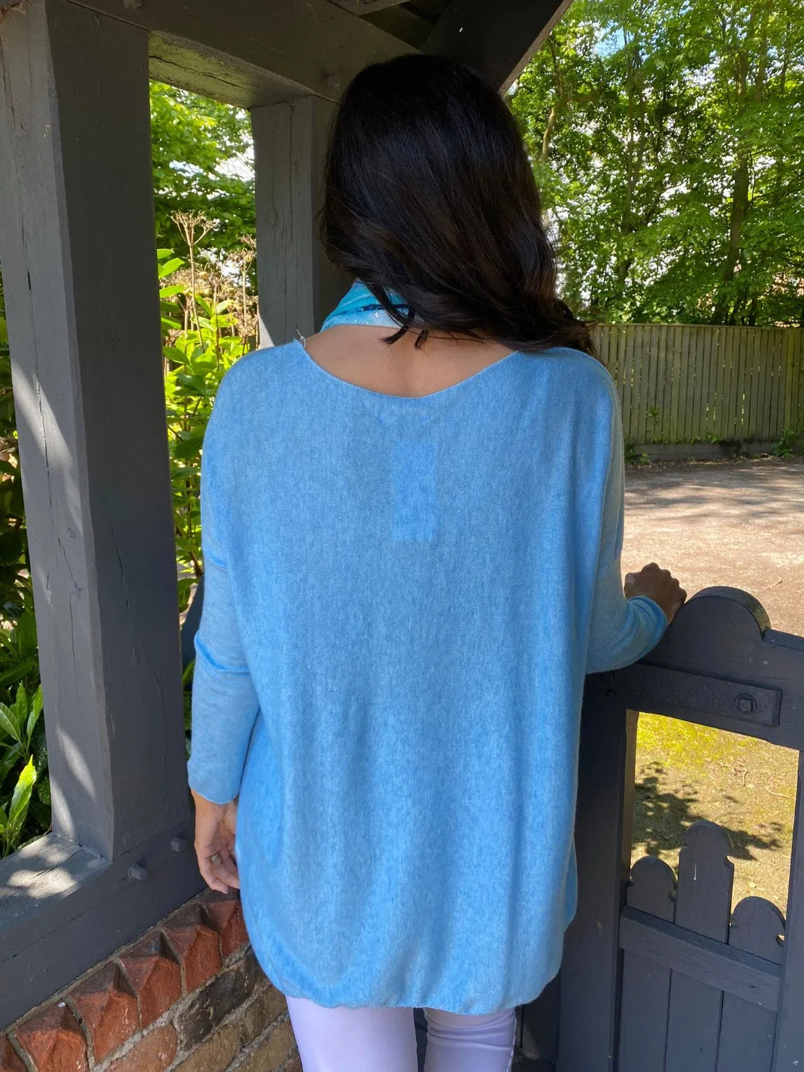 Fine Knitted Top in Light Blue Fifi