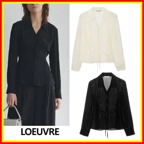 LOEUVRE Plain Cotton Street Style Shirts & Blouses