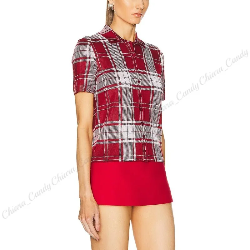 Tartan Silk Short Sleeves Party Style Shirt by LOEWE