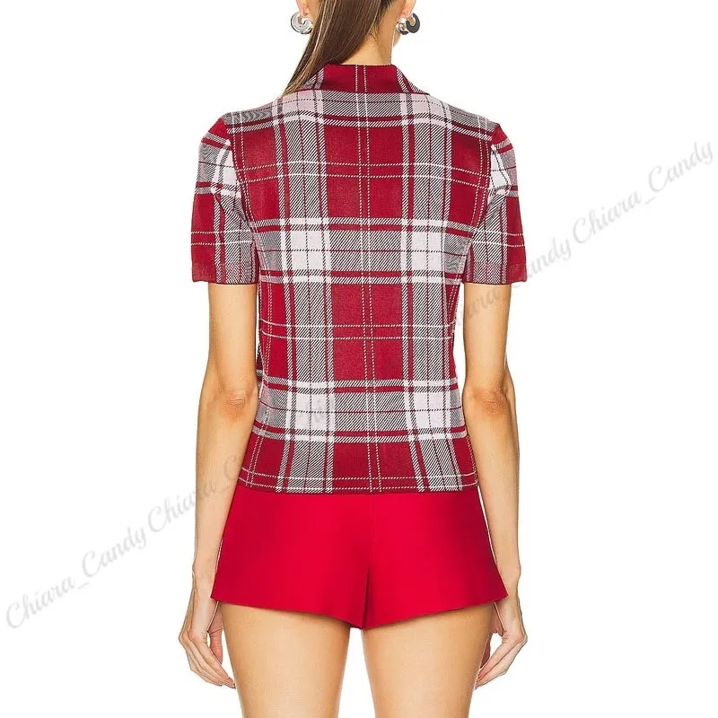 Tartan Silk Short Sleeves Party Style Shirt by LOEWE