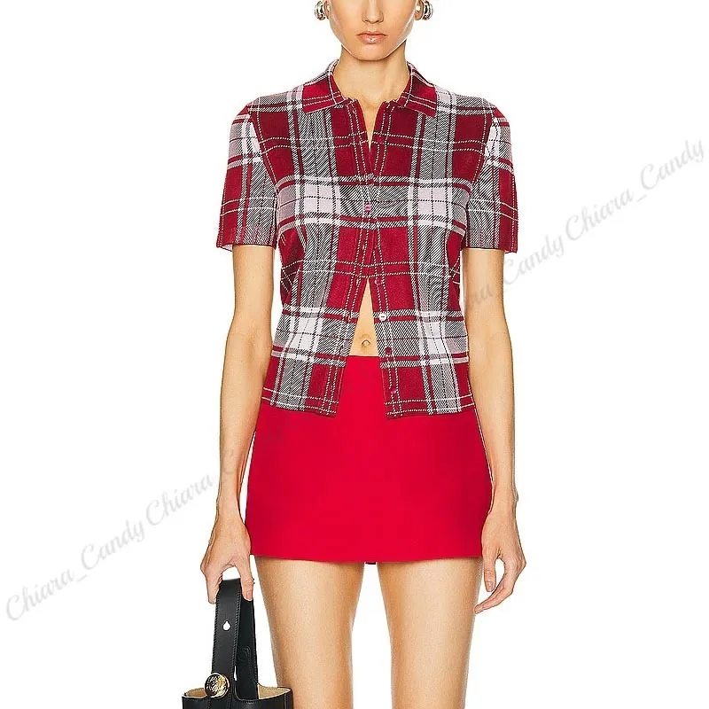 Tartan Silk Short Sleeves Party Style Shirt by LOEWE