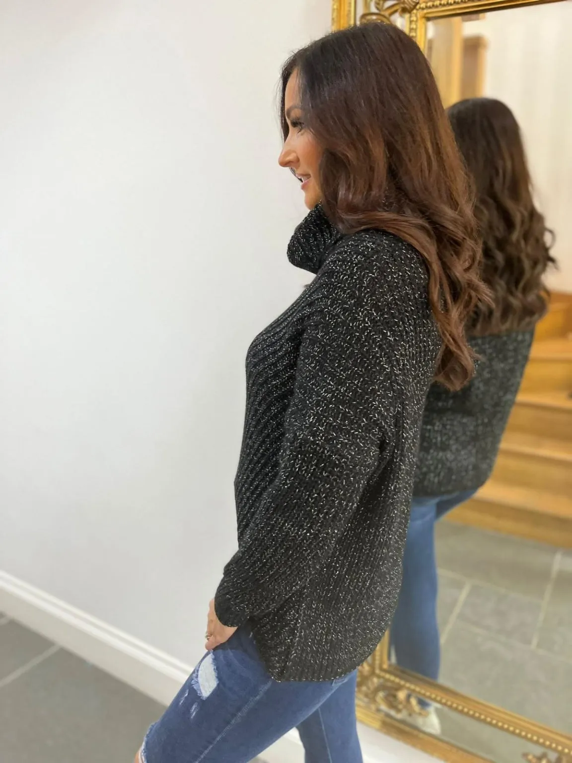 Jonah Cowl Neck Jumper with Lurex Detail