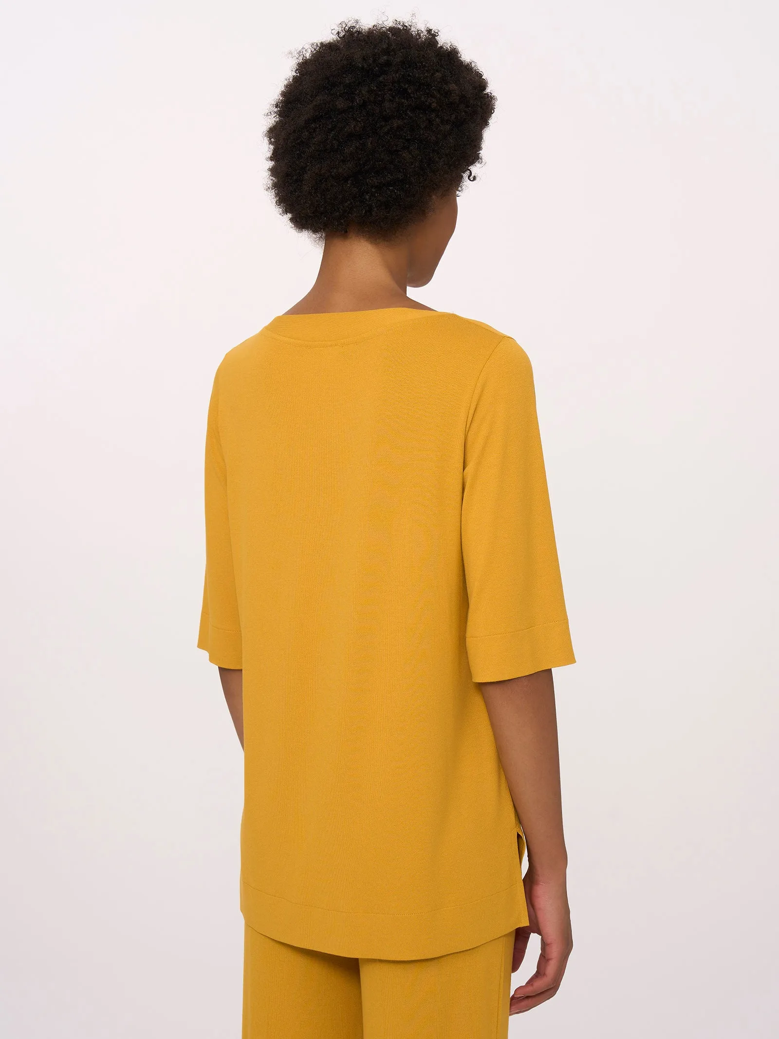 Maglia with 3/4 Sleeve in Viscose Crepe Jersey - Dark Forest