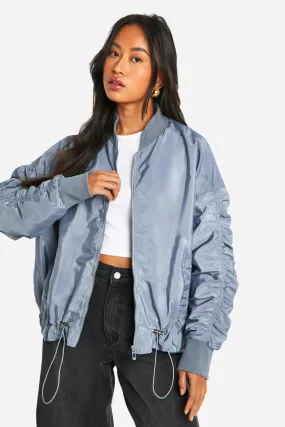 Ruched Sleeve Bomber Jacket by boohoo