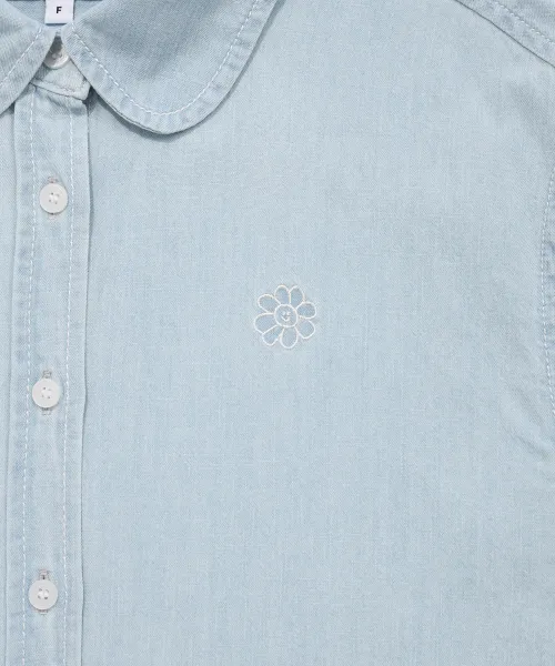 Mark Gonzales Men's Denim Shirt with Flory Embroidery