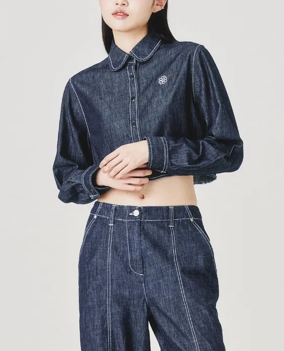 Mark Gonzales Men's Denim Shirt with Flory Embroidery