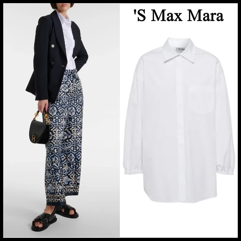 Long Sleeves Plain Cotton Office Style Formal Style by S Max Mara