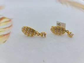 22K Solid Gold Zircon Clip On Earrings - Model E22263