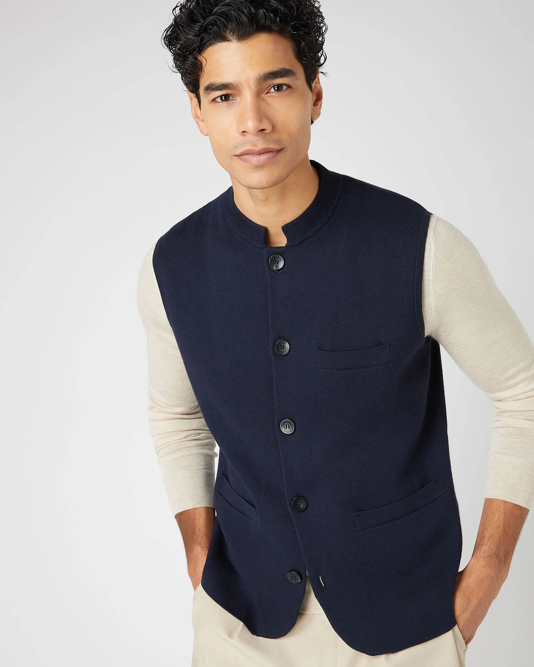 Men's Navy Blue Cashmere Gilet