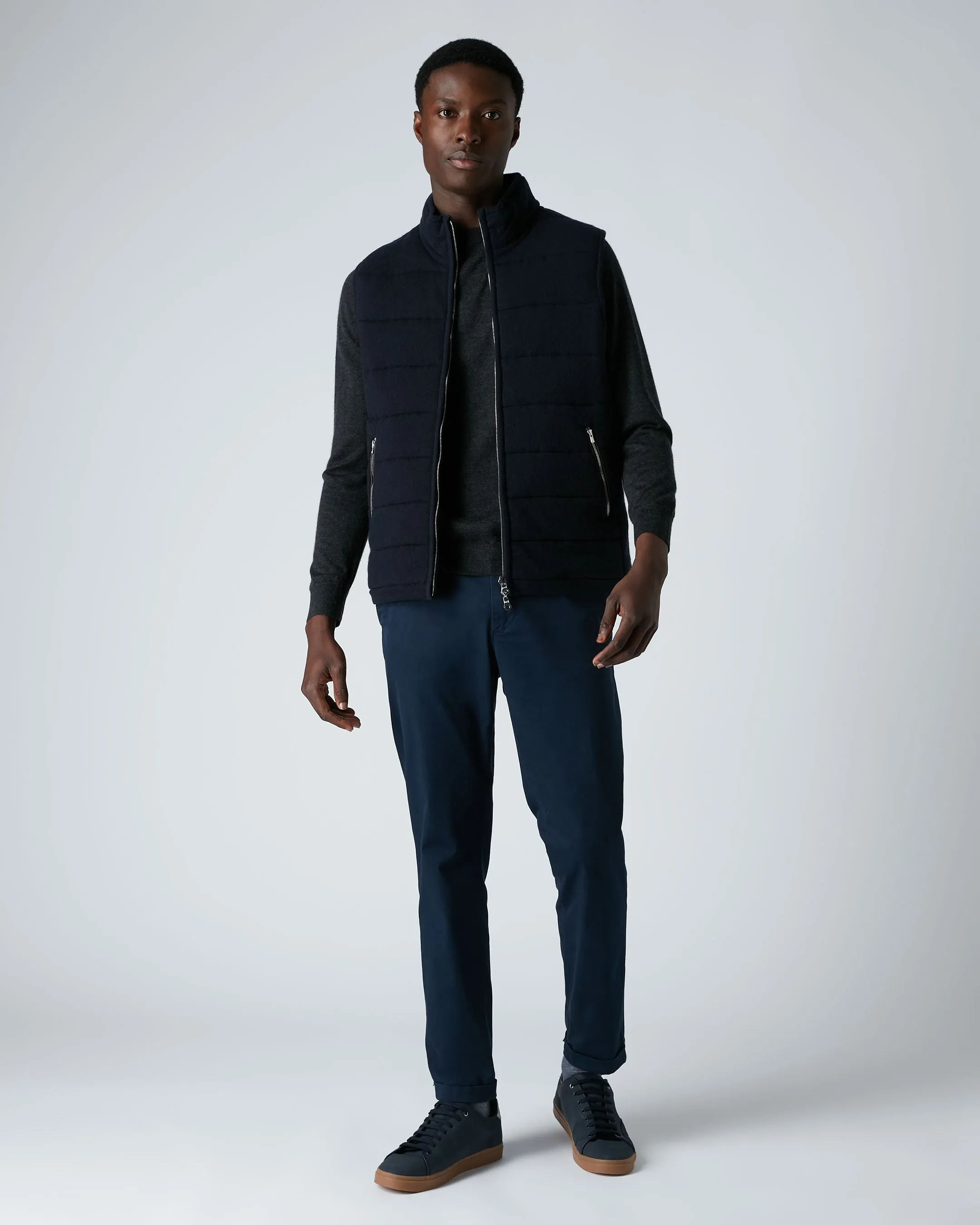 Navy Blue Cashmere Gilet for Men