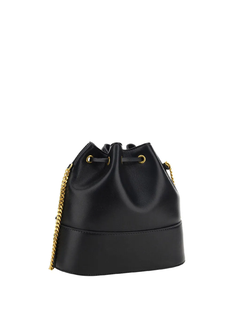 Black Nappa Bucket Bag with Signature Chain