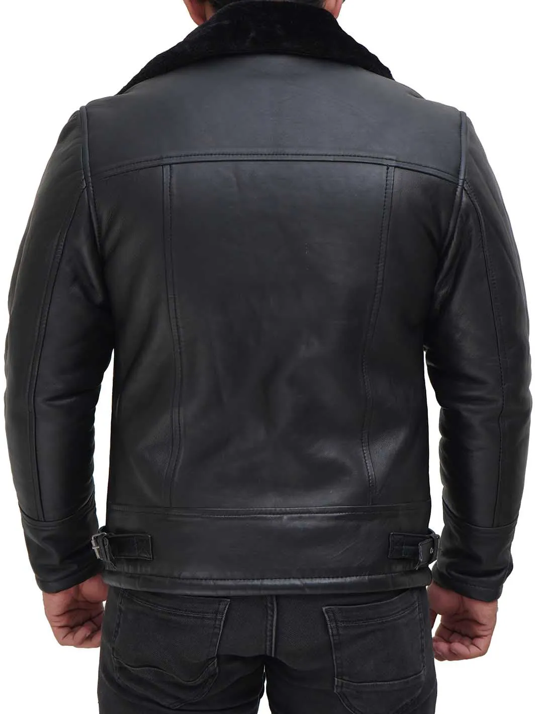 Mens Black Shearling Bomber Jacket