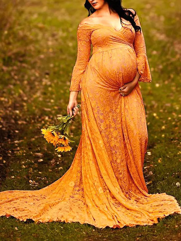 Off Shoulder Mermaid Maternity Photoshoot Maxi Dress