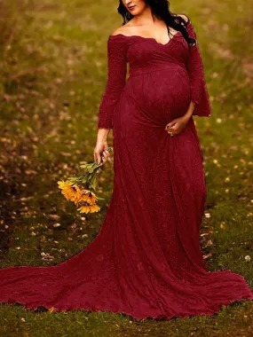 Off Shoulder Mermaid Maternity Photoshoot Maxi Dress