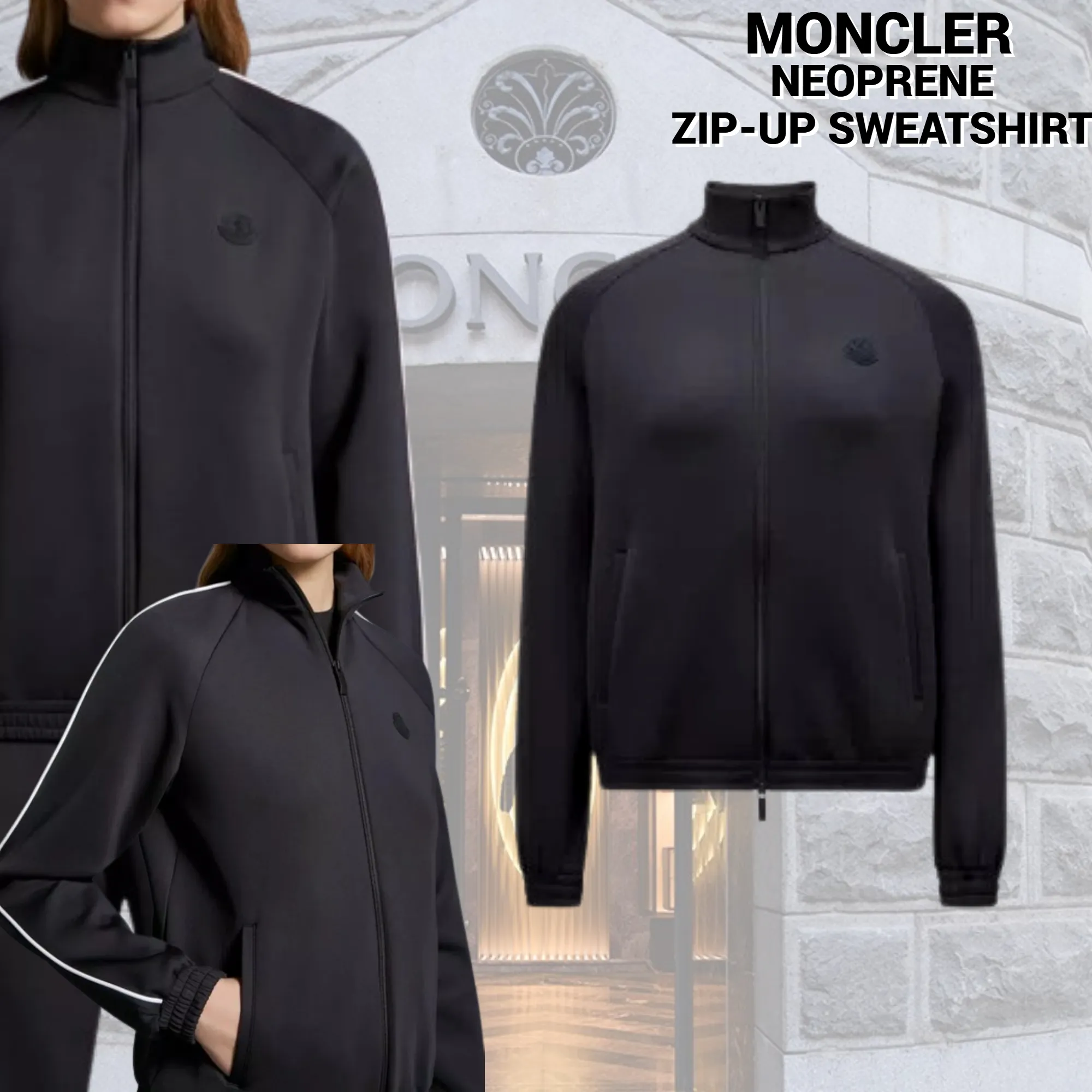 MONCLER Neoprene Zip-Up Sweater