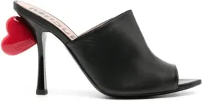 Black Moschino 100mm Heart-Detail Leather Mules