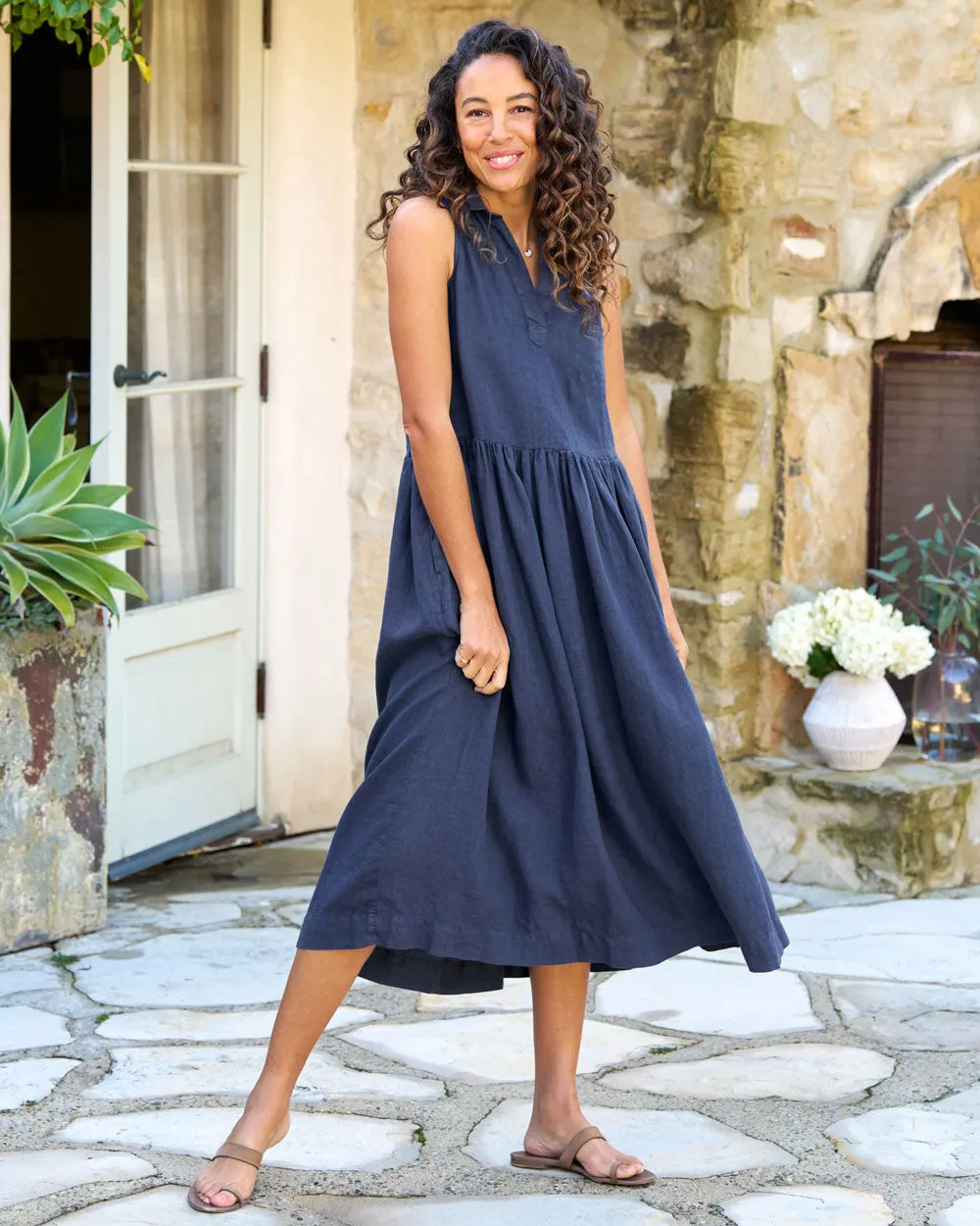 Poplin Navy Daphne Shirtdress