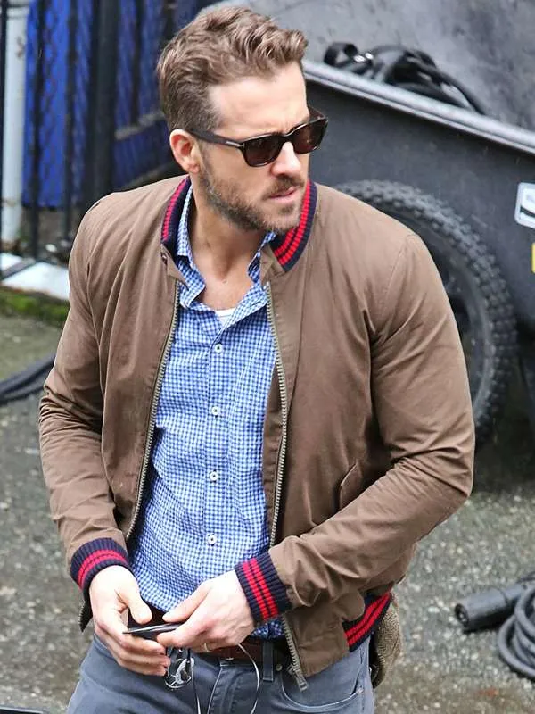 New American Jackets Ryan Reynolds Brown Bomber Jacket