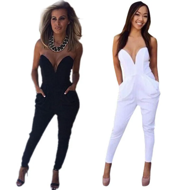 V Neck Sleeveless Jumpsuit for Women