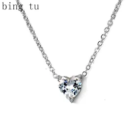 Short Tiny Heart Cubic Zircon Chokers Necklaces