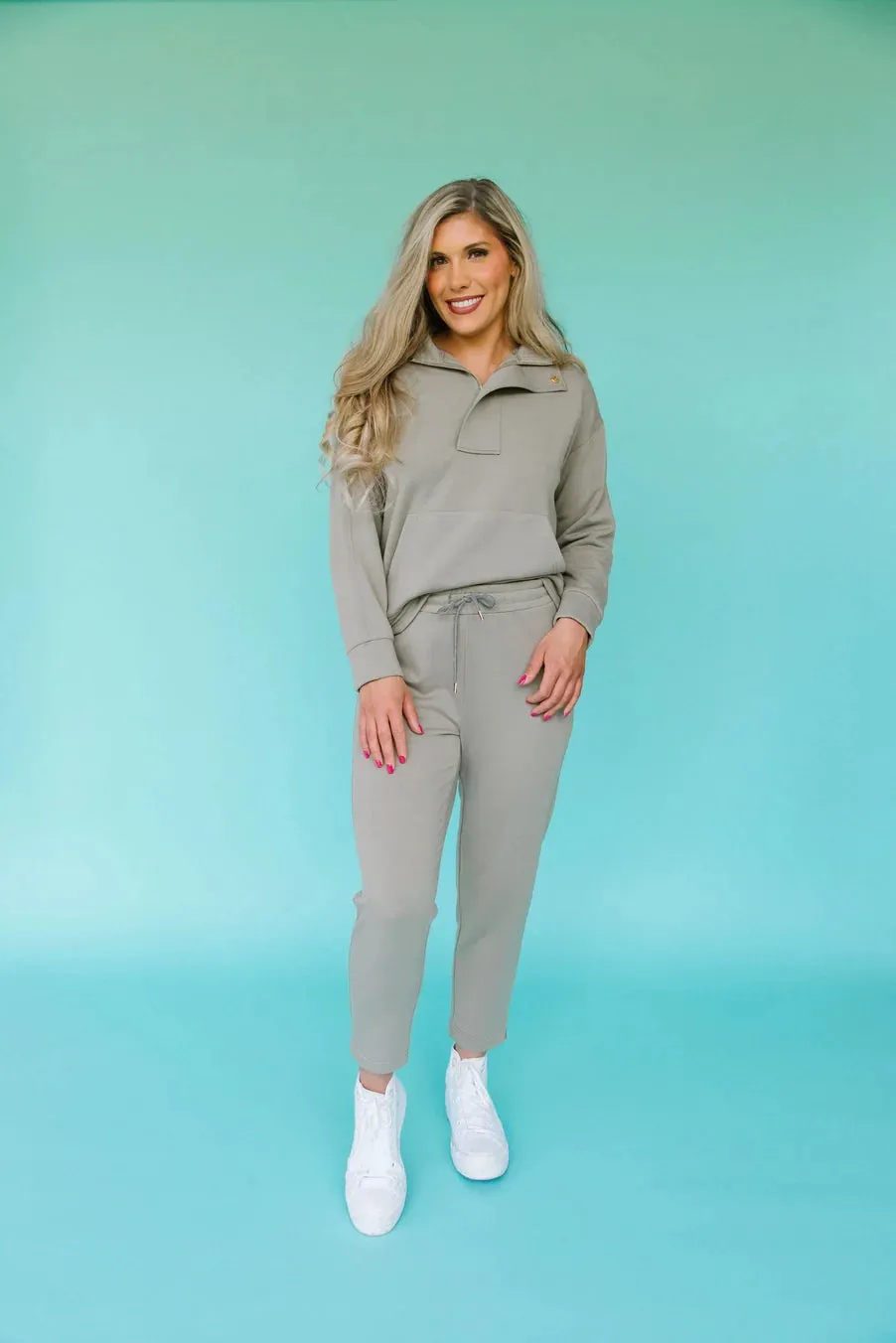 Coordinated Olive Sweatshirt Set for Women