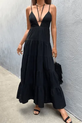 Black Maxi Dress with Ruffle