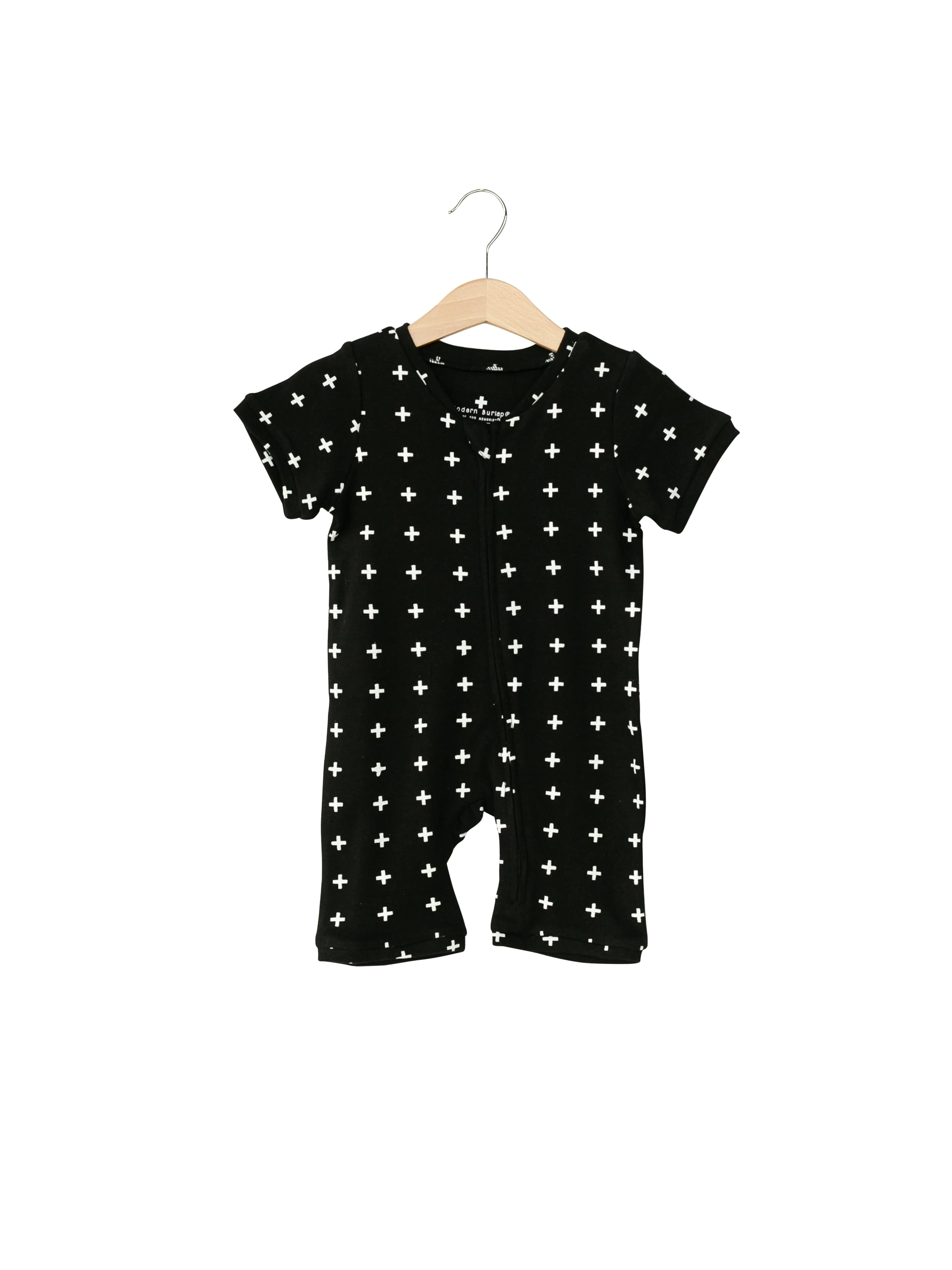 Short Sleeve Zip Romper in Organic Prints