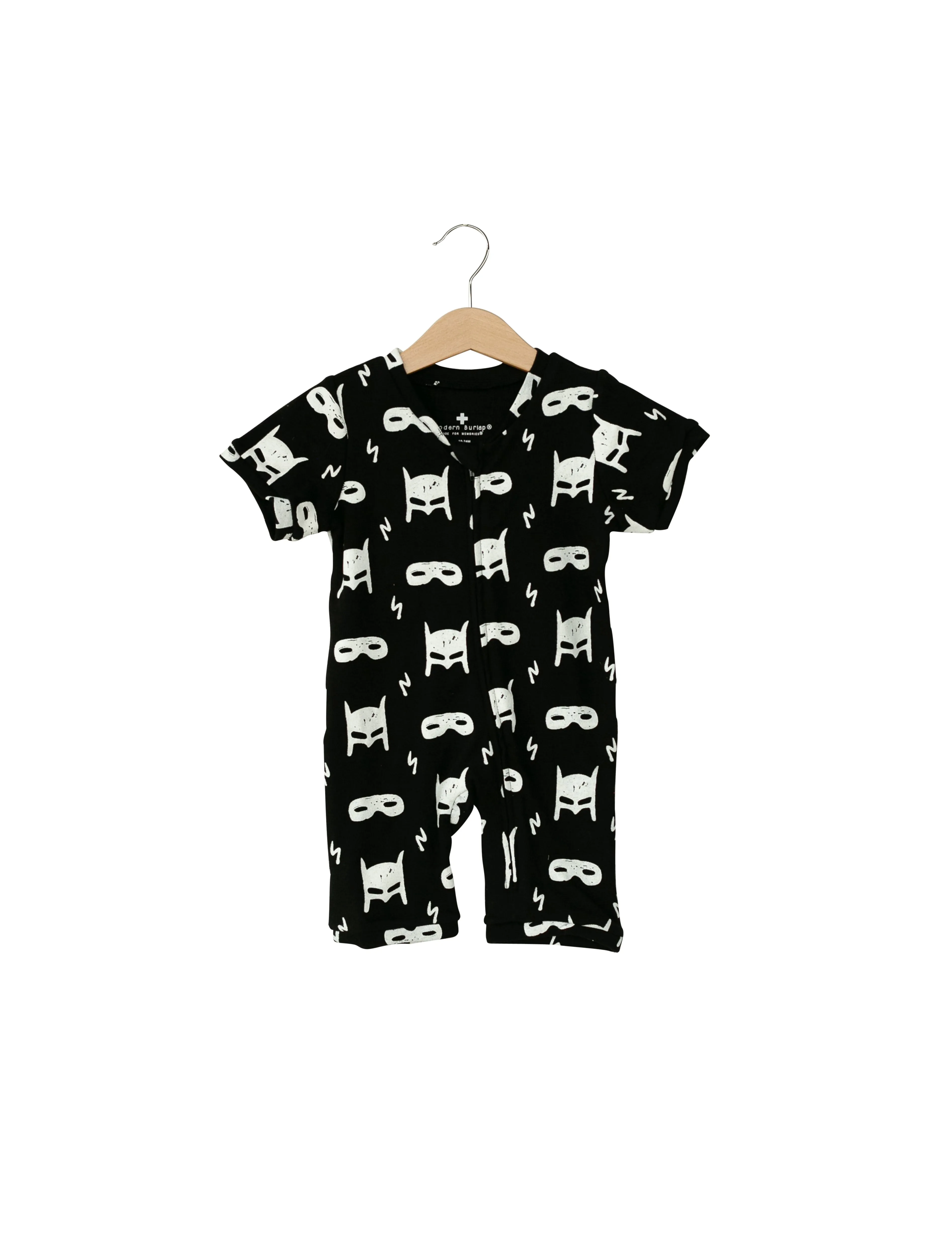 Short Sleeve Zip Romper in Organic Prints