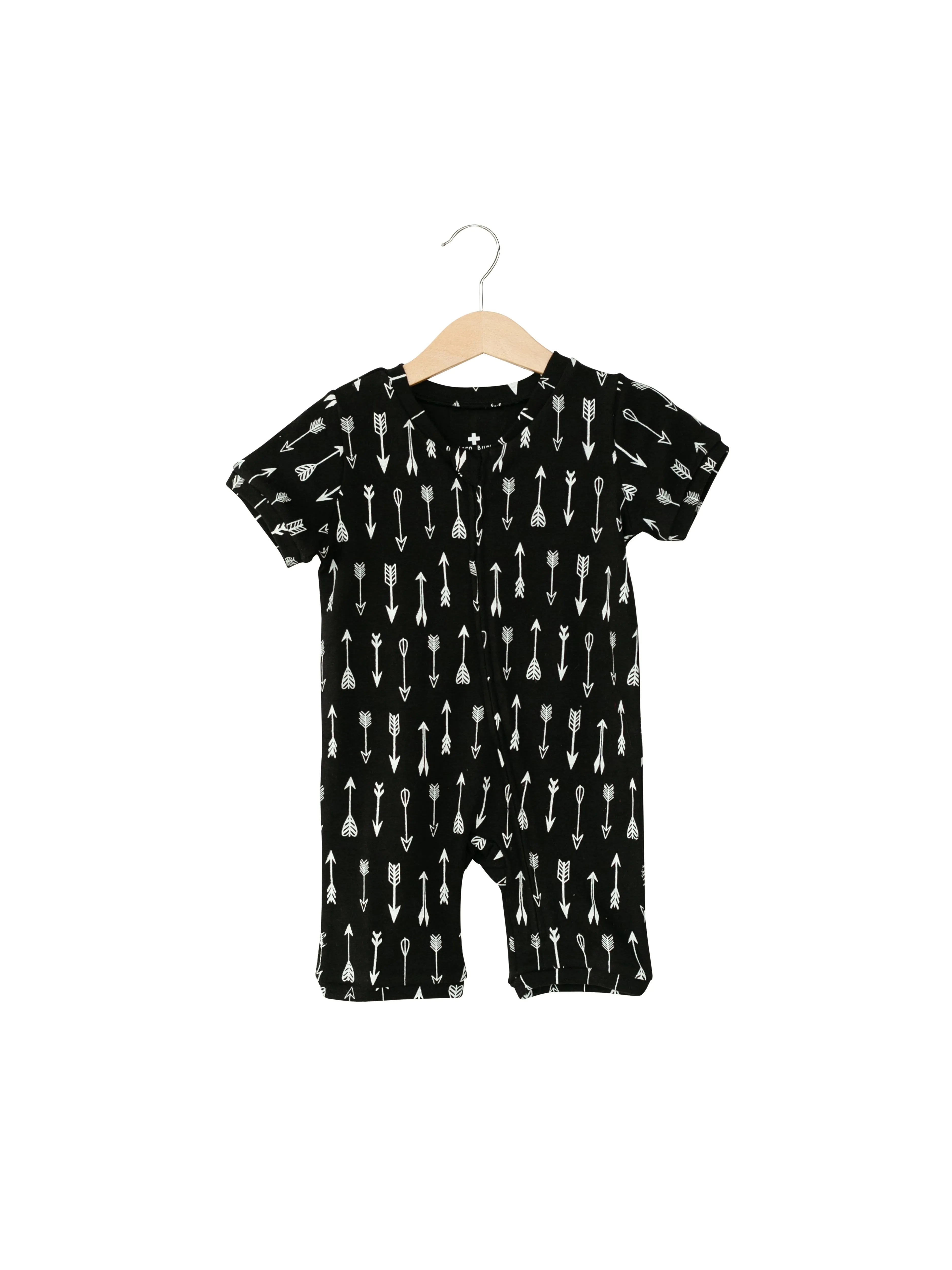 Short Sleeve Zip Romper in Organic Prints