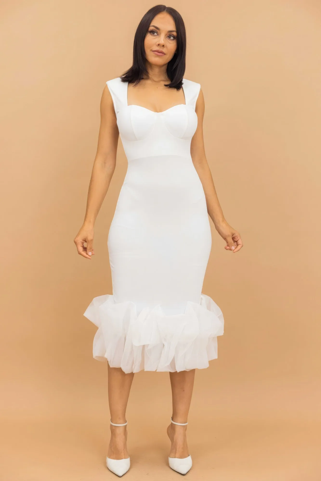 Organza Ruffle Midi Dress