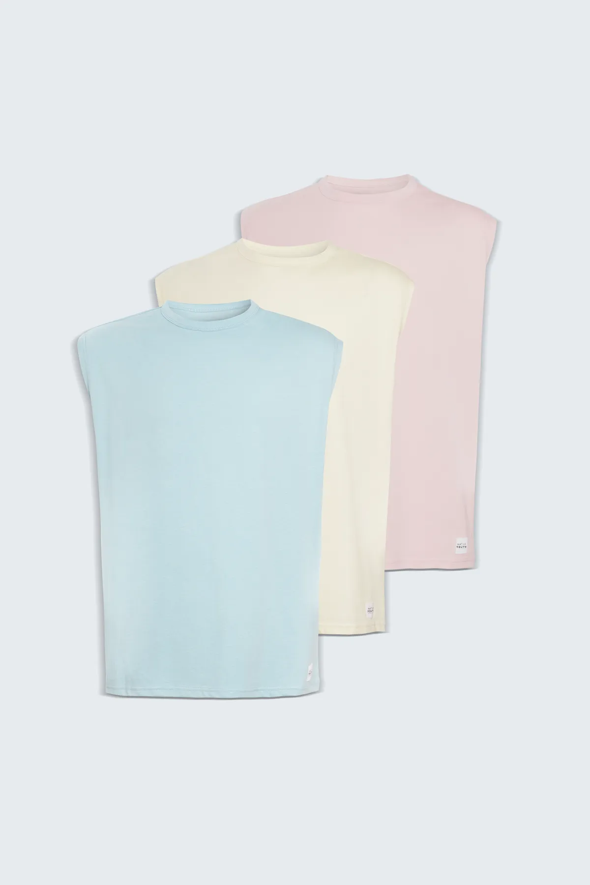 Blue, Pink, Stone Oversized Sleeveless T-Shirt Multipack